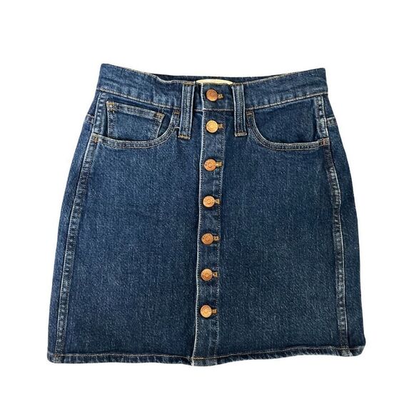 Madewell Denim Button Front Skirt - Picture 1 of 6